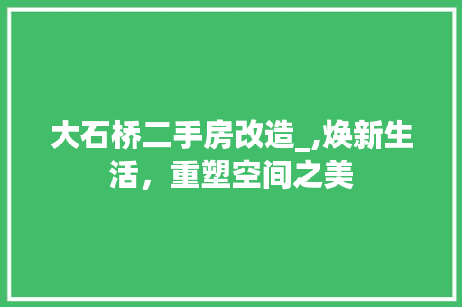 大石桥二手房改造_,焕新生活，重塑空间之美