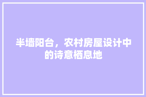 半墙阳台，农村房屋设计中的诗意栖息地
