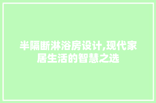 半隔断淋浴房设计,现代家居生活的智慧之选