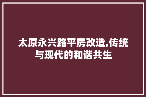 太原永兴路平房改造,传统与现代的和谐共生