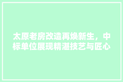 太原老房改造再焕新生，中标单位展现精湛技艺与匠心精神