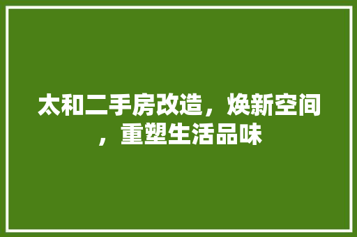 太和二手房改造，焕新空间，重塑生活品味