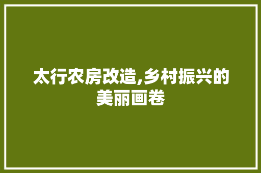 太行农房改造,乡村振兴的美丽画卷