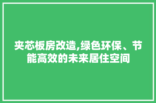 夹芯板房改造,绿色环保、节能高效的未来居住空间