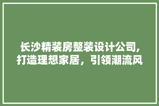 长沙精装房整装设计公司,打造理想家居，引领潮流风尚
