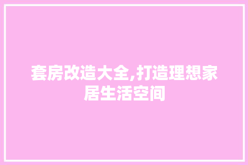 套房改造大全,打造理想家居生活空间