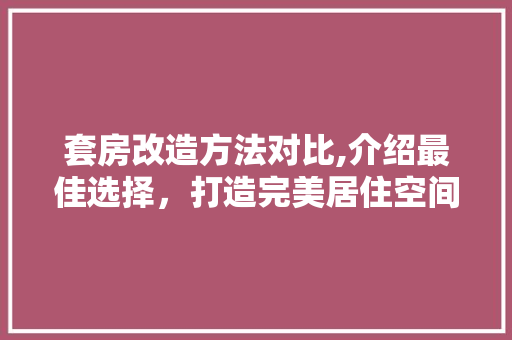 套房改造方法对比,介绍最佳选择，打造完美居住空间 装修攻略