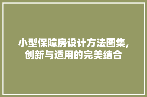 小型保障房设计方法图集,创新与适用的完美结合