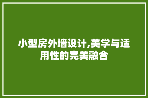小型房外墙设计,美学与适用性的完美融合