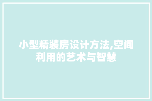 小型精装房设计方法,空间利用的艺术与智慧
