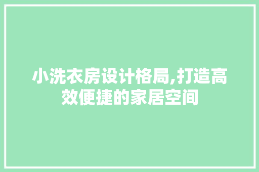 小洗衣房设计格局,打造高效便捷的家居空间