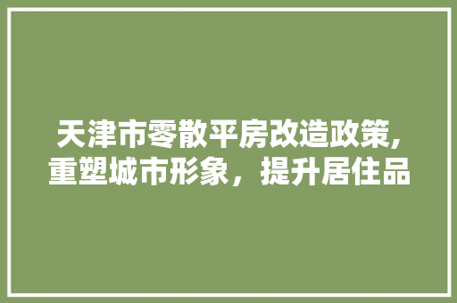 天津市零散平房改造政策,重塑城市形象，提升居住品质