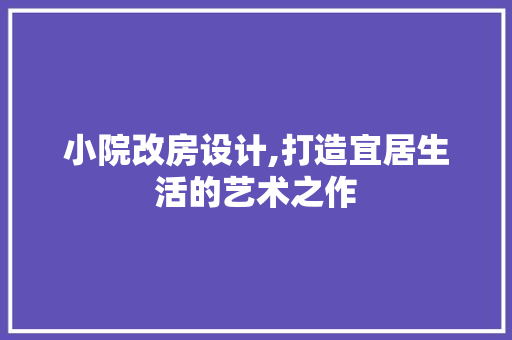 小院改房设计,打造宜居生活的艺术之作