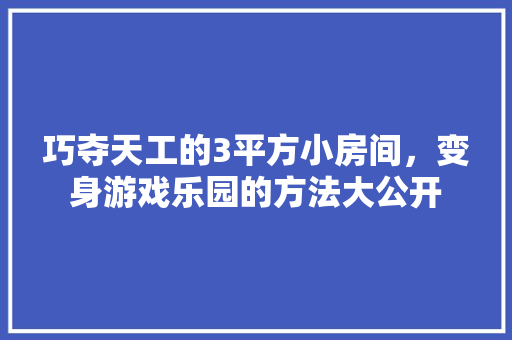 巧夺天工的3平方小房间，变身游戏乐园的方法大公开