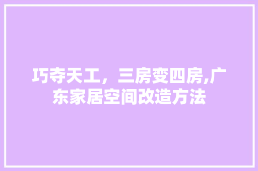 巧夺天工，三房变四房,广东家居空间改造方法