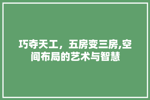 巧夺天工，五房变三房,空间布局的艺术与智慧