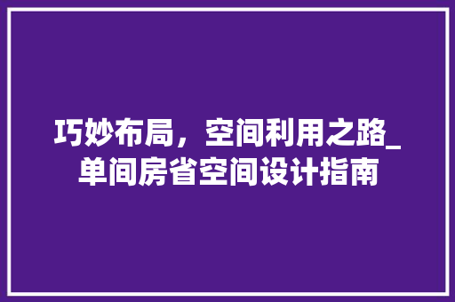 巧妙布局，空间利用之路_单间房省空间设计指南
