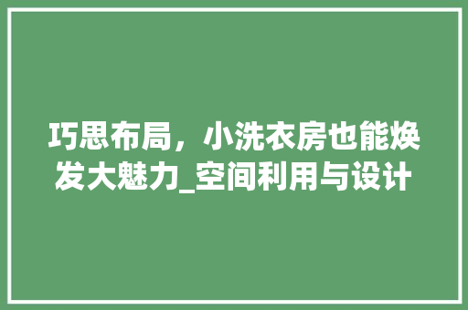 巧思布局，小洗衣房也能焕发大魅力_空间利用与设计方法