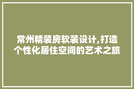 常州精装房软装设计,打造个性化居住空间的艺术之旅