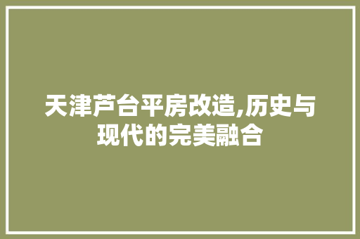 天津芦台平房改造,历史与现代的完美融合