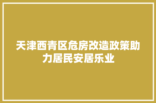 天津西青区危房改造政策助力居民安居乐业 装修材料