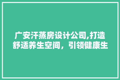 广安汗蒸房设计公司,打造舒适养生空间，引领健康生活新风尚