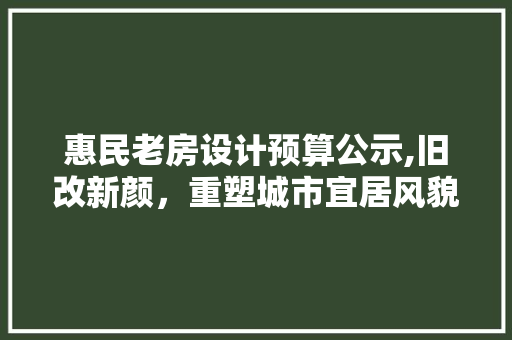 惠民老房设计预算公示,旧改新颜，重塑城市宜居风貌