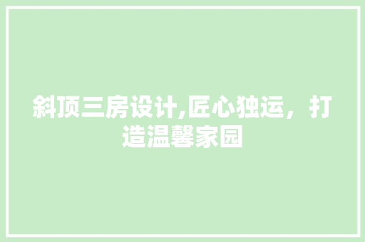 斜顶三房设计,匠心独运，打造温馨家园