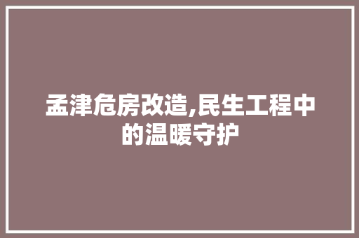 孟津危房改造,民生工程中的温暖守护