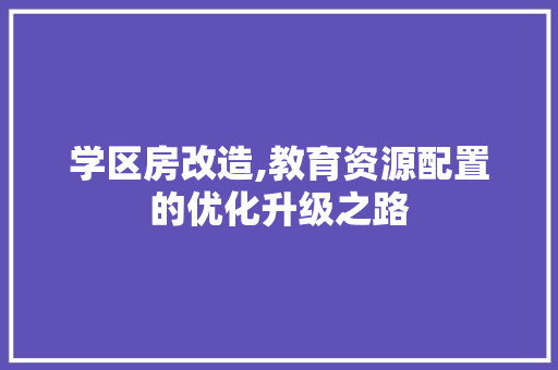 学区房改造,教育资源配置的优化升级之路