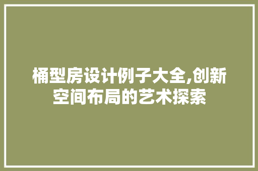 桶型房设计例子大全,创新空间布局的艺术探索