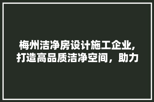 梅州洁净房设计施工企业,打造高品质洁净空间，助力产业发展