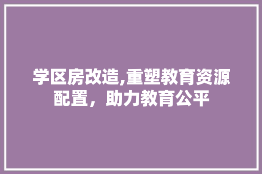 学区房改造,重塑教育资源配置，助力教育公平