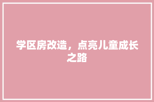 学区房改造，点亮儿童成长之路 景观设计