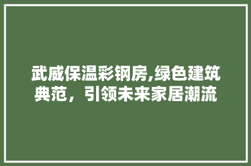 武威保温彩钢房,绿色建筑典范,引领未来家居潮流
