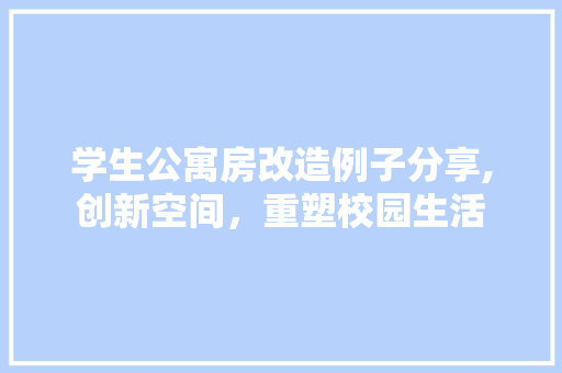 学生公寓房改造例子分享,创新空间，重塑校园生活