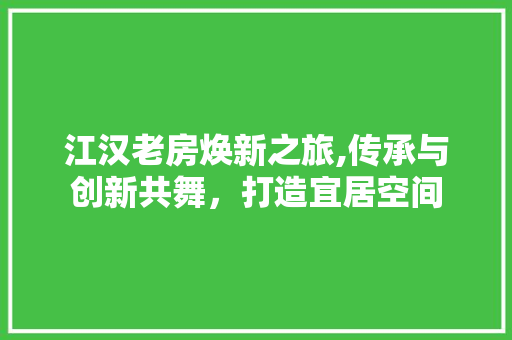 江汉老房焕新之旅,传承与创新共舞，打造宜居空间