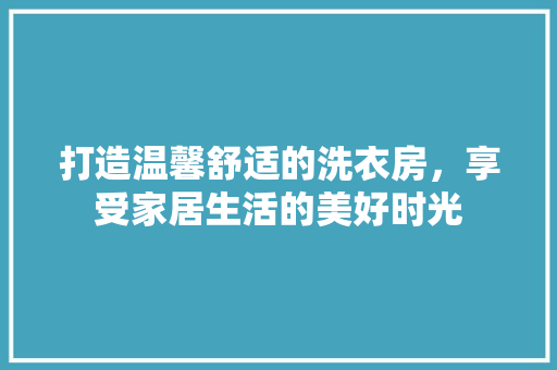 打造温馨舒适的洗衣房，享受家居生活的美好时光 建筑设计