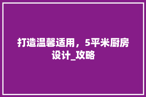 打造温馨适用，5平米厨房设计_攻略