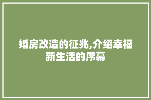 婚房改造的征兆,介绍幸福新生活的序幕 景观设计