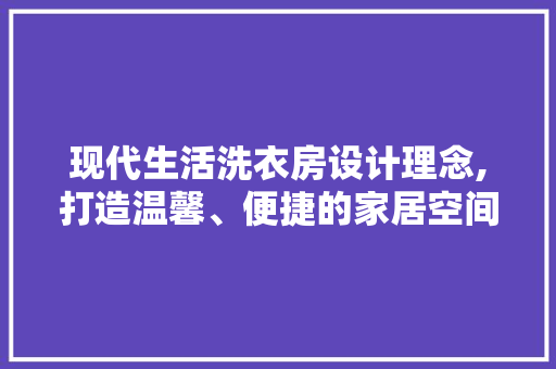 现代生活洗衣房设计理念,打造温馨、便捷的家居空间