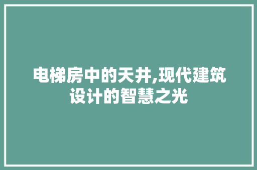 电梯房中的天井,现代建筑设计的智慧之光