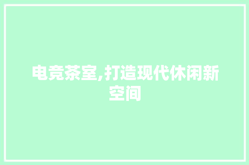 电竞茶室,打造现代休闲新空间