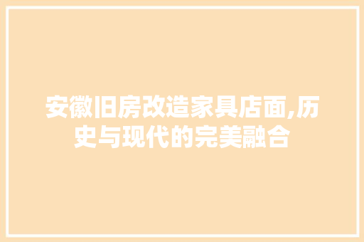 安徽旧房改造家具店面,历史与现代的完美融合
