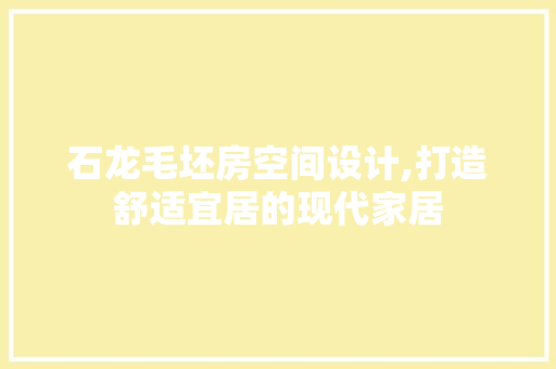 石龙毛坯房空间设计,打造舒适宜居的现代家居