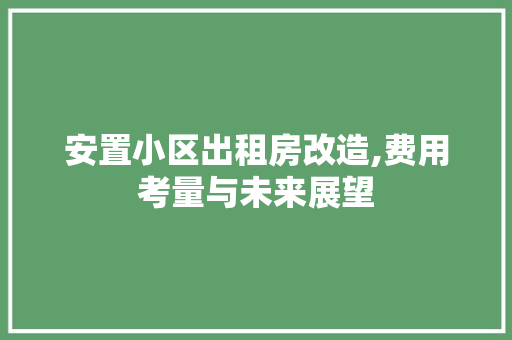 安置小区出租房改造,费用考量与未来展望