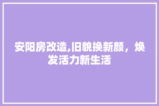 安阳房改造,旧貌换新颜，焕发活力新生活 墙面装饰