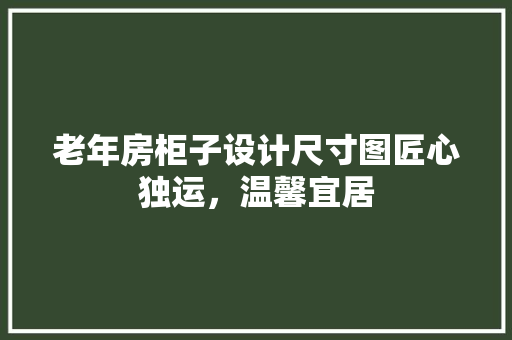 老年房柜子设计尺寸图匠心独运，温馨宜居