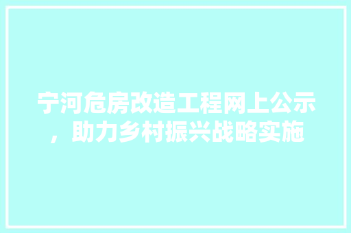 宁河危房改造工程网上公示，助力乡村振兴战略实施