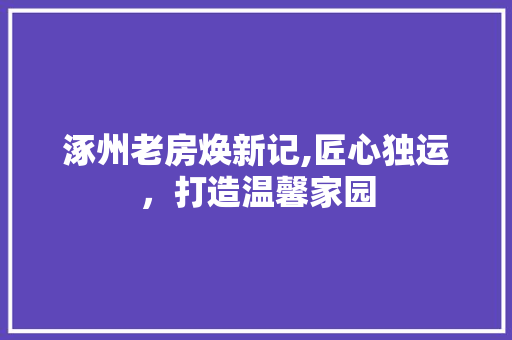 涿州老房焕新记,匠心独运，打造温馨家园